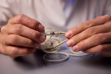 Carefully Repairing a Damaged Charging Cable with Skillful Hands for Best Results and Safety