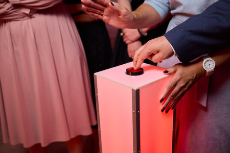 The Exciting Quiz Show Contestants Are All Set and Ready to Play for an Amazing Experienceの写真素材