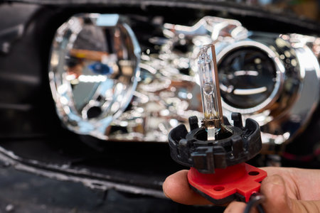 This is a Close Up View of the Car Headlight Bulb Replacement Process for better clarity