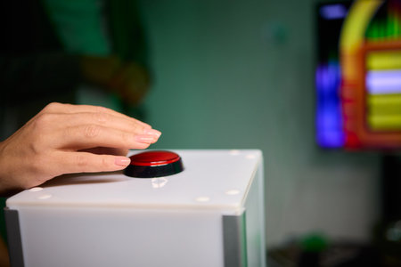 The Exciting Quiz Show Contestants Are All Set and Ready to Play for an Amazing Experienceの写真素材