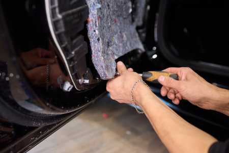 Step-by-step Car Door Sound Deadening Panel Installation Process for Your Vehicleの写真素材
