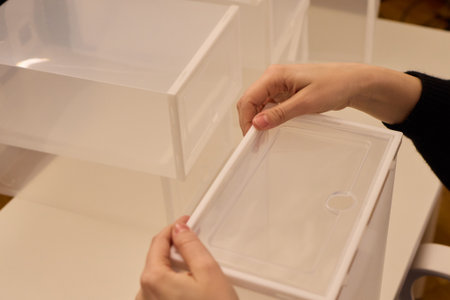 Creative Home Organization Using Environmentally Friendly Storage Devices, Meticulous DIY Approach to Declutter and Improve Household Storage with Eco Conscious Solutionsの写真素材