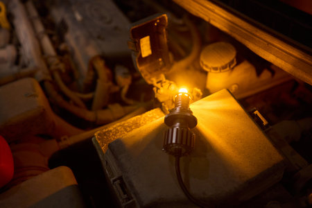 Careful precision is essential when installing a car headlight assembly for optimal performanceの写真素材