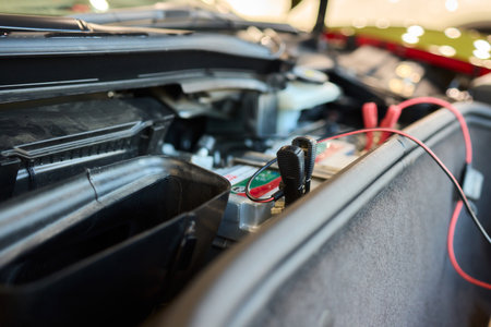 Car Battery Connection Ensuring optimal energy transfer for vehicle performance and safetyの写真素材