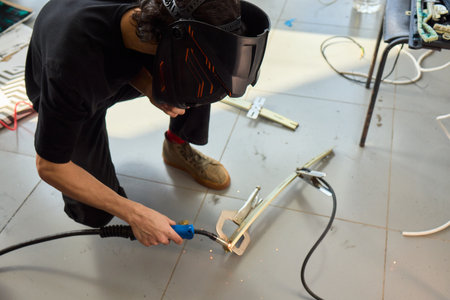 Inspiring Work in Progress Witness the Art of Welding Sparks Dancing Across the Floor