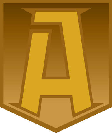 letter A light gold shield logoのイラスト素材