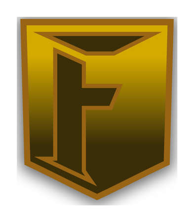 letter F dark gold shield logoのイラスト素材