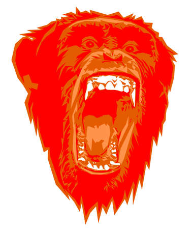 head of angry chimpanzee in line art style vectorのイラスト素材