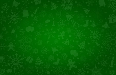 grey christmas icons on green background - illustrationの写真素材