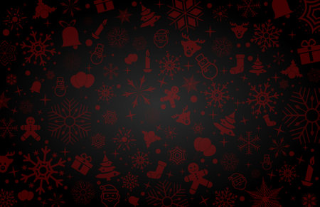red christmas icons on black background - illustrationの写真素材
