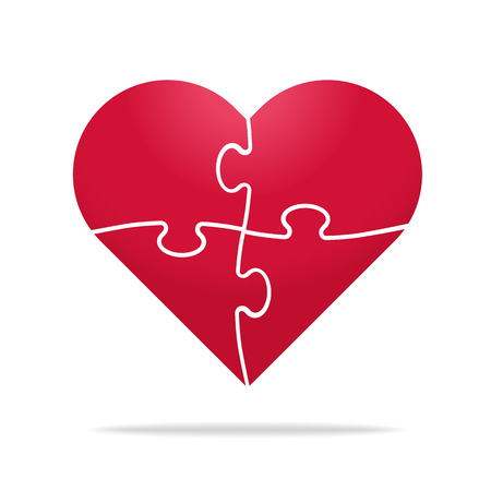 Puzzle heart isolated on white background, Vector illustration.のイラスト素材