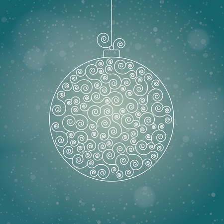 Christmas ball on a winter blurred illustration.のイラスト素材