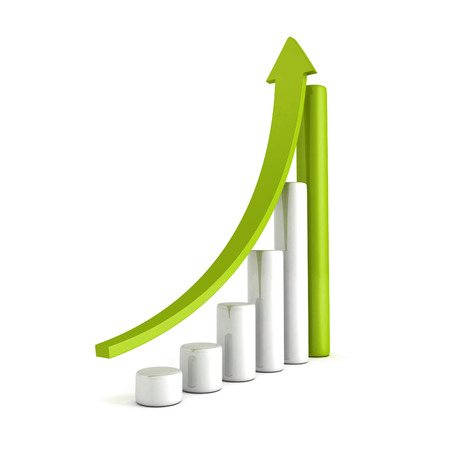 Green Bar Chart Business Growth With Rising Up Arrowの写真素材