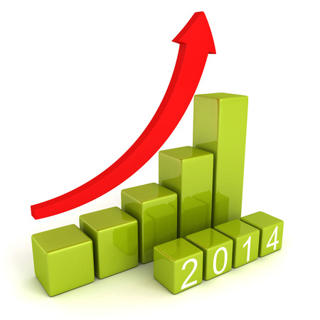 2014 year numbers with growing concept arrow bar graphの写真素材