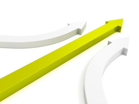 Achivement business leadership concept green arrow. 3d render illustrationの写真素材