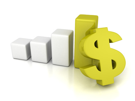 green dollar symbols financial success bar chart graph 3dの写真素材