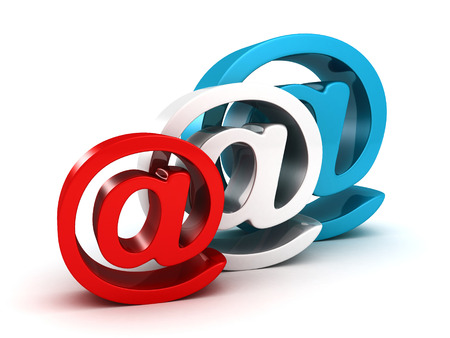 set of colorful shiny at e-mail symbols on whiteの写真素材