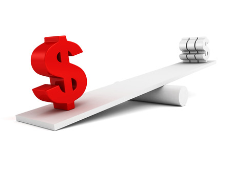 dollar currency symbols on scale balanceの写真素材