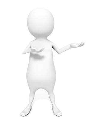 white 3d man presents your product holding his hand. business concept 3d render illustrationの写真素材