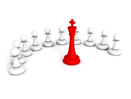 red chess king leader of pawns teamの写真素材