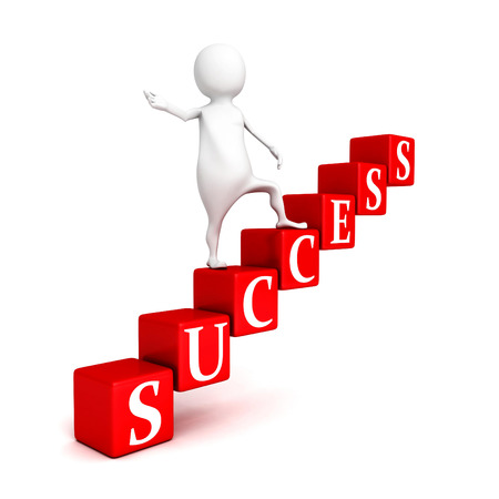 3d businessman person on success block ladderの写真素材