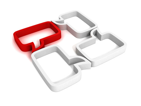 Different Unique Speech Bubble Red Sign On White Background 3dの写真素材