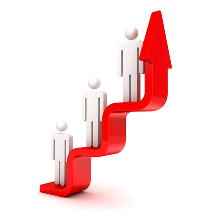 3d people on concept career ladder arrow stepsの写真素材