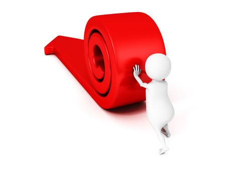3d man rolling big red arrow to successの写真素材