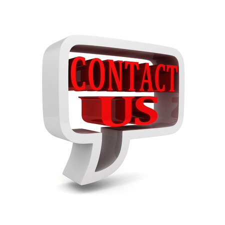 'Contact us' bubble speech icon sign. 3d render illustrationの写真素材