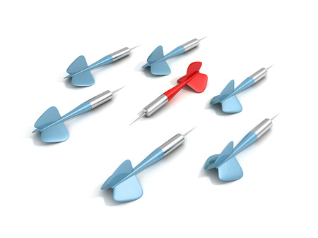 different red dart arrow out from others blue setの写真素材