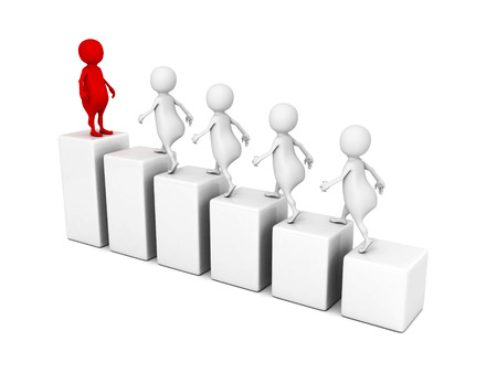 leadership concept 3d people grow on bar chartの写真素材