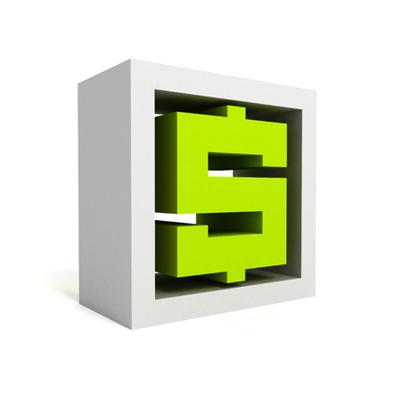 green dollar currency symbol icon on whiteの写真素材