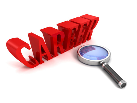 Careers Search with a magnifying glass on white background. business concept 3d render illustrationの写真素材