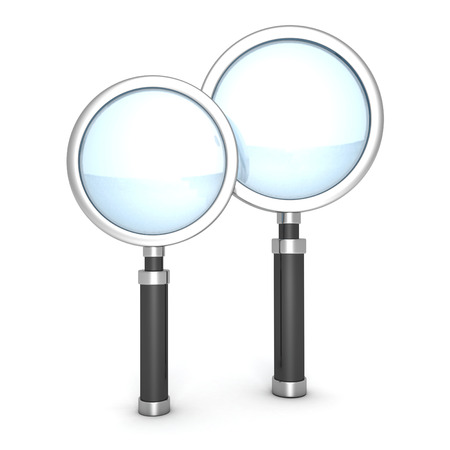two magnifier glasses on white backgroundの写真素材