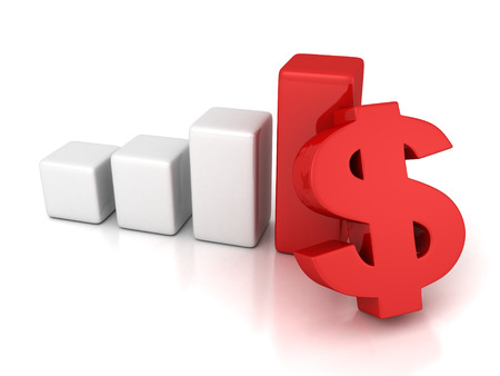 red dollar symbol financial success bar chart graph 3dの写真素材