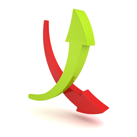 Up and Down Arrows on white background 3d renderの写真素材