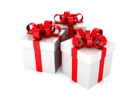 gift boxes with a ribbon on white background. 3d render illustration