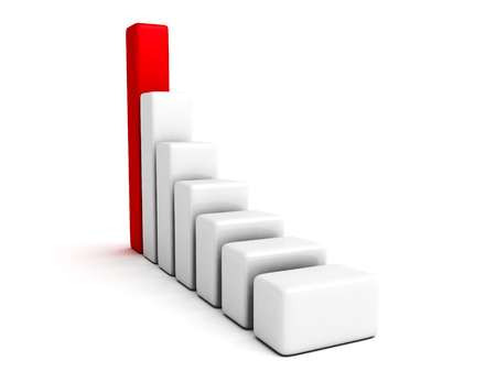rising up 3d bar graph red top. business 3d render illustrationの写真素材