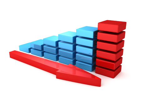 rising bar chart graph with arrow forward. business success 3d render illustrationの写真素材