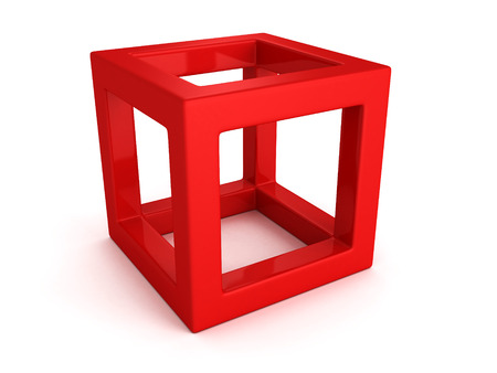 abstract white 3d cube with shadow. 3d render illustrationの写真素材