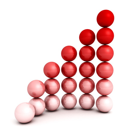 successful growth bar sphere graph diagram. 3d render illustrationの写真素材