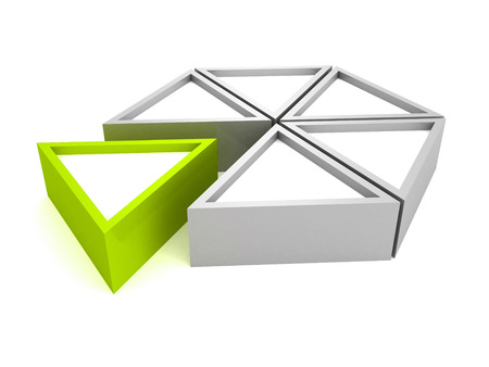 pie chart diagram with green piece. 3d render illustrationの写真素材