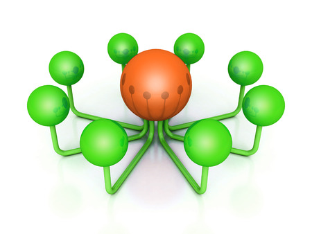 sphere leader in center of network. business concept 3d render illustrationの写真素材