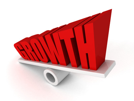 GROWTH text word symbol on balance grow up. success concept 3d render illustrationの写真素材