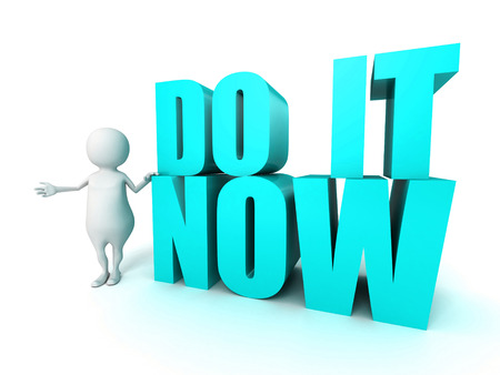 3d white person and text DO IT NOW. motivation concept 3d render illustrationの写真素材