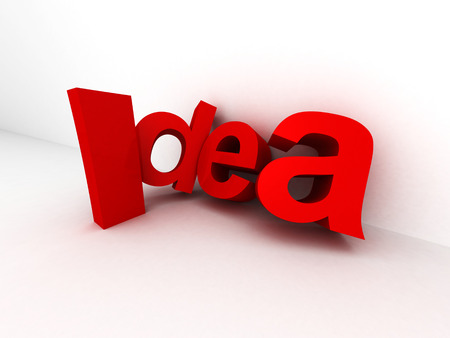red word IDEA text letters on white background. 3d render illustrationの写真素材