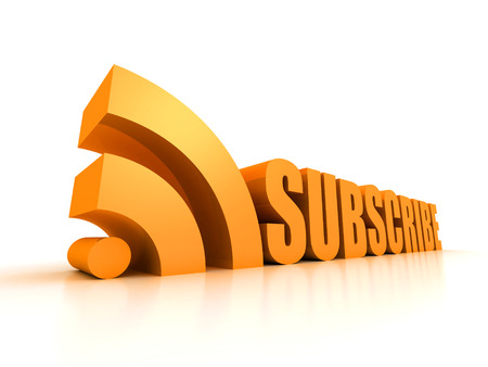 Subscribe RSS concept text symbol on white. 3d render illustrationの写真素材
