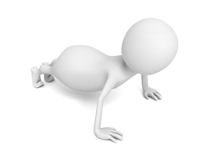 white 3d personperforms sport exercise. sports concept 3d render illustrationの写真素材
