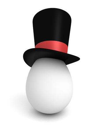 egg wearing a Classic black cylinder hat. 3d render illustrationの写真素材