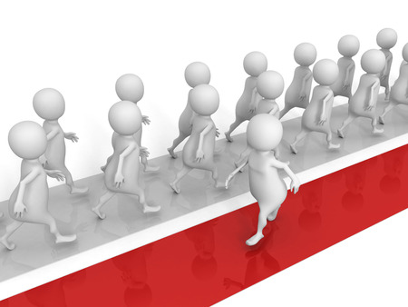 different 3d man walks in another way. success concept 3d render illustrationの写真素材